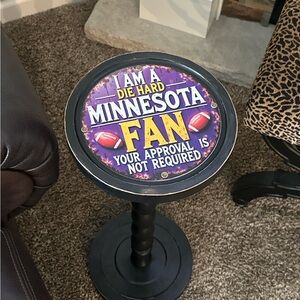 Minnesota Viking Solid Wood Pedestal Accent Table Drink Table #1 | Plant Stand